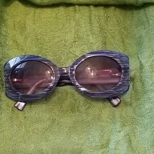 Oval Black-Gray Patterned Women's Sunglasses